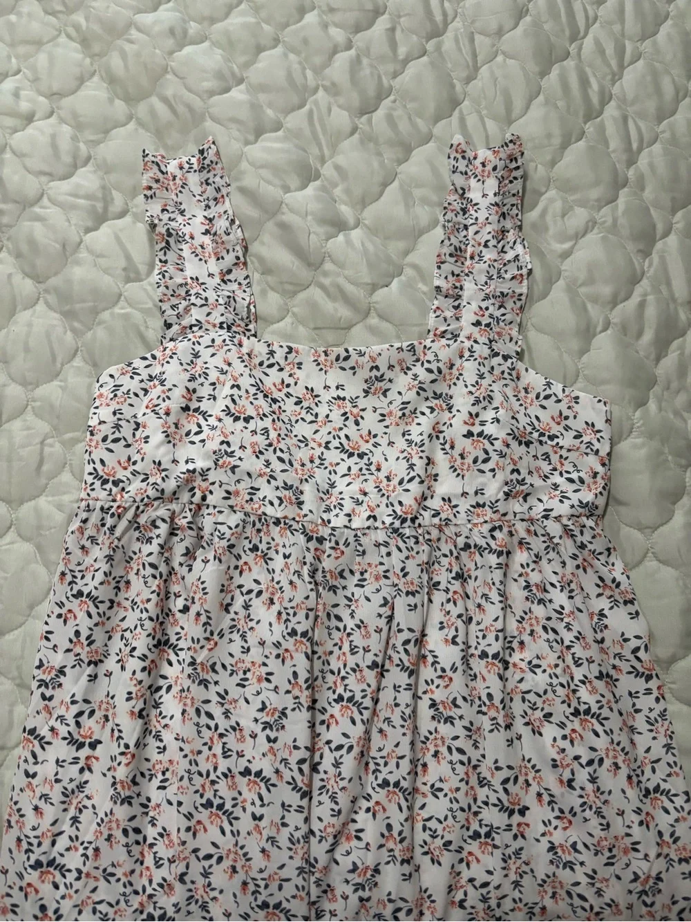 Elloh Floral Smocked Maxi Dress in Cream with Pink & Blue Flowers - Picture 4 of 4